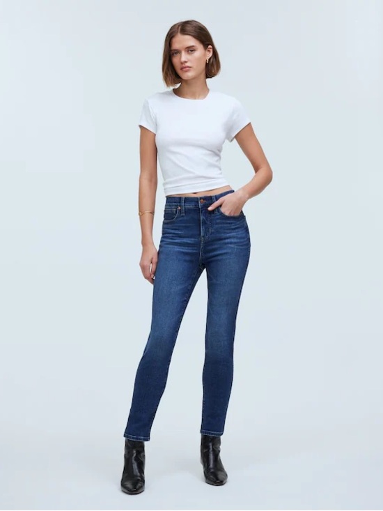 Madewell Denim - Madewell Stovepipe Jeans in Pendleton Wash Super Stretch High Rise Denim Slim